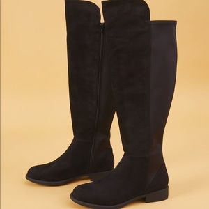 Faux Suede to the knee boot.